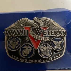 WWII World War 2 Veteran Belt Buckle 1988